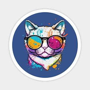 Colorful Cool Cat Magnet